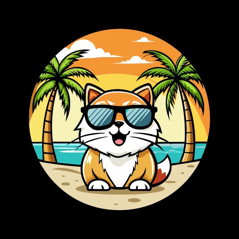 Lunettes de soleil de race de chat persan de dessin animé plage
