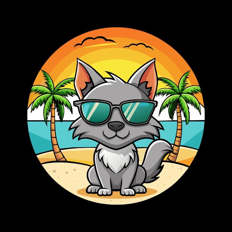 Nebelung Lunettes de soleil de dessin animé de race de chat plage