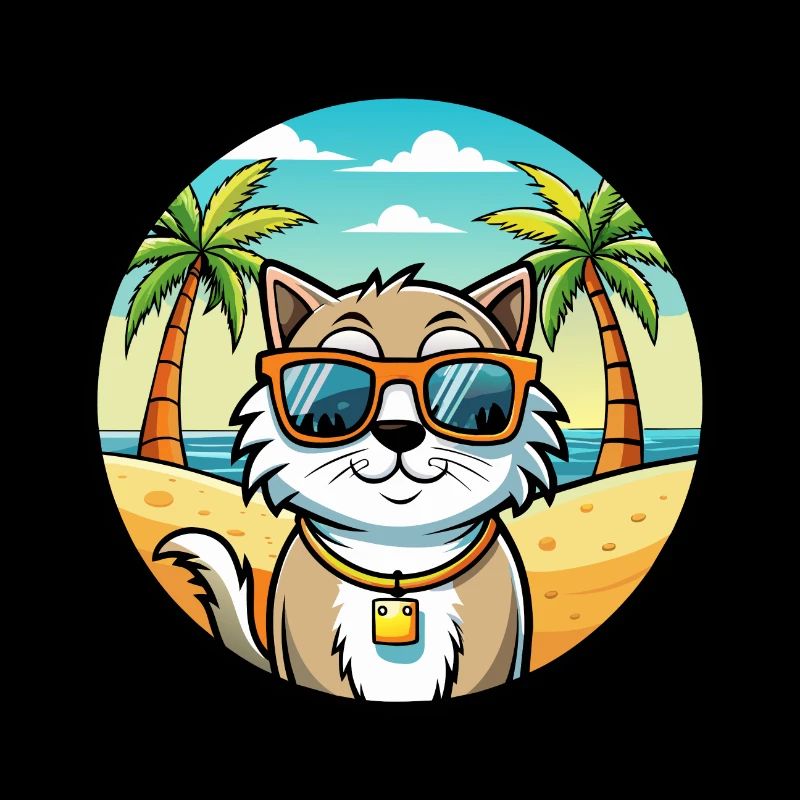 Ragamuffin Lunettes de soleil de dessin animé de race de chat plage