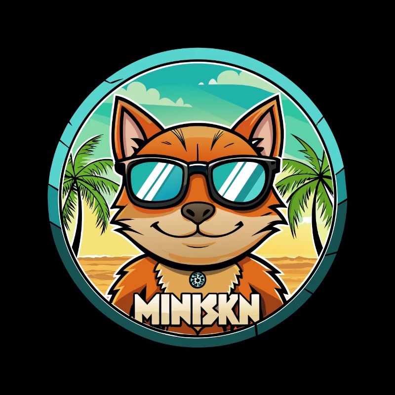 Minskin Cat Breed Cartoon Sunglasses Beach