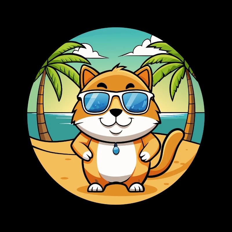 Hosico Cat Breed Cartoon Sunglasses Beach