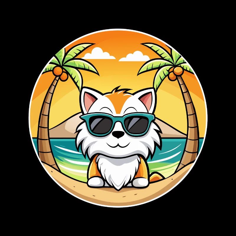Ragdoll Cat Breed Cartoon Sunglasses Beach