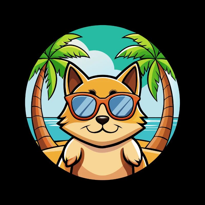 Tonkinois Race Chat Dessin Animé Lunettes De Soleil Plage