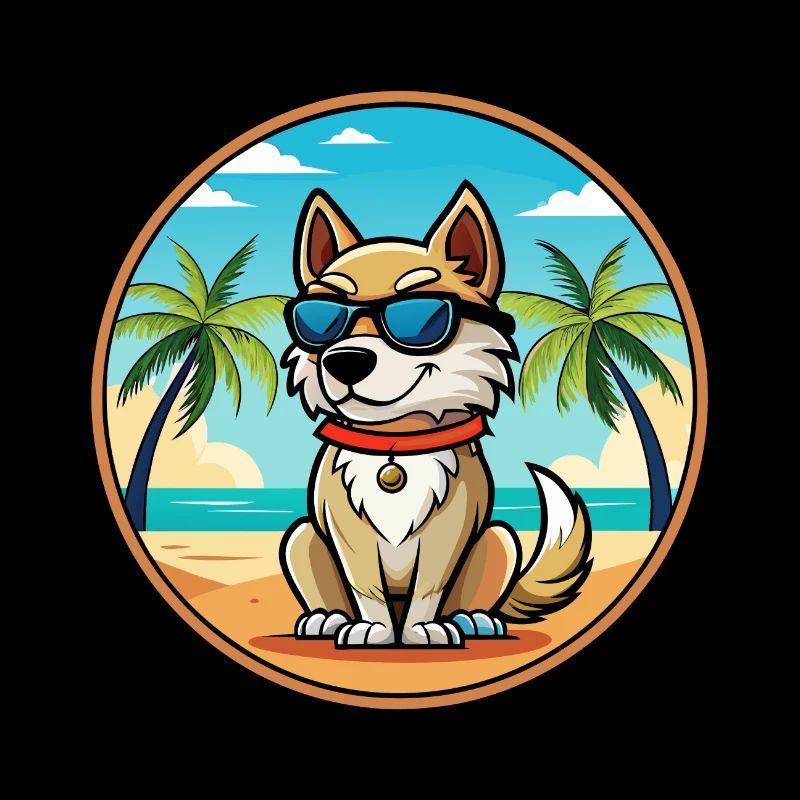 Akbash Hunderasse Cartoon Sonnenbrille Strand