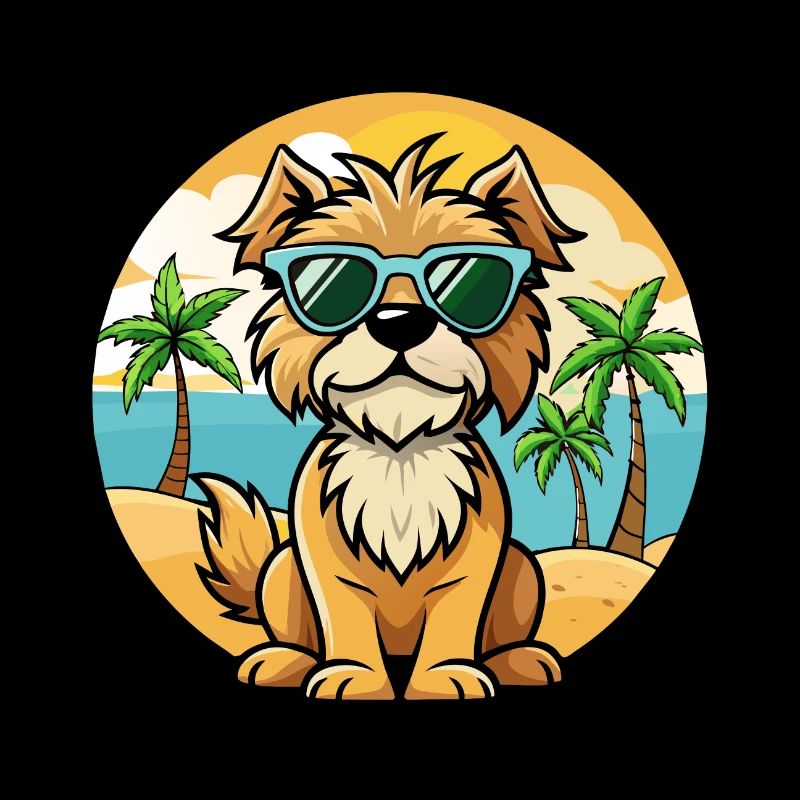 Briquet Griffon Vendeen Race de chien Cartoon Beach