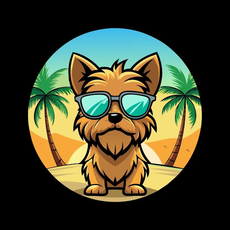 Griffon de Bruxelles Race De Chien Dessin Animé Lunettes De Soleil Plage