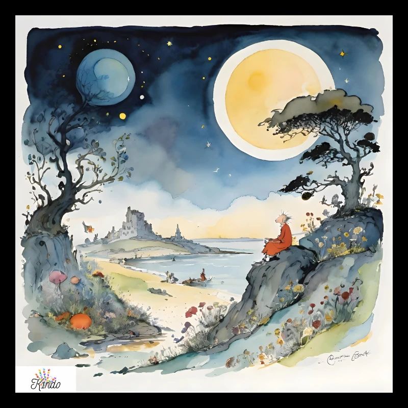 Night dreamscape cartoon