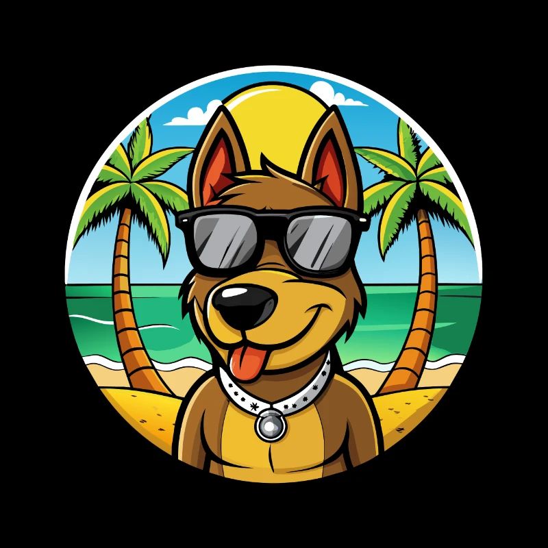 Deutscher Jagdterrier Hunderasse Cartoon Beach