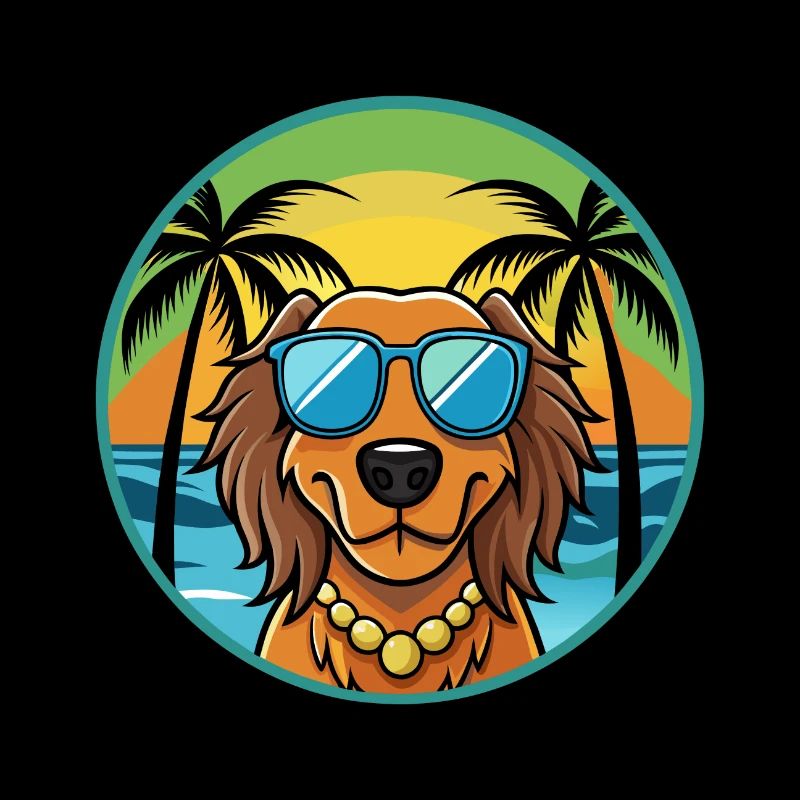 Gordon Setter Dog Breed Cartoon Sunglasses Beach