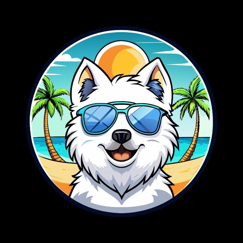 Lunettes de soleil de dessin animé de race de chien Spitz japonais plage