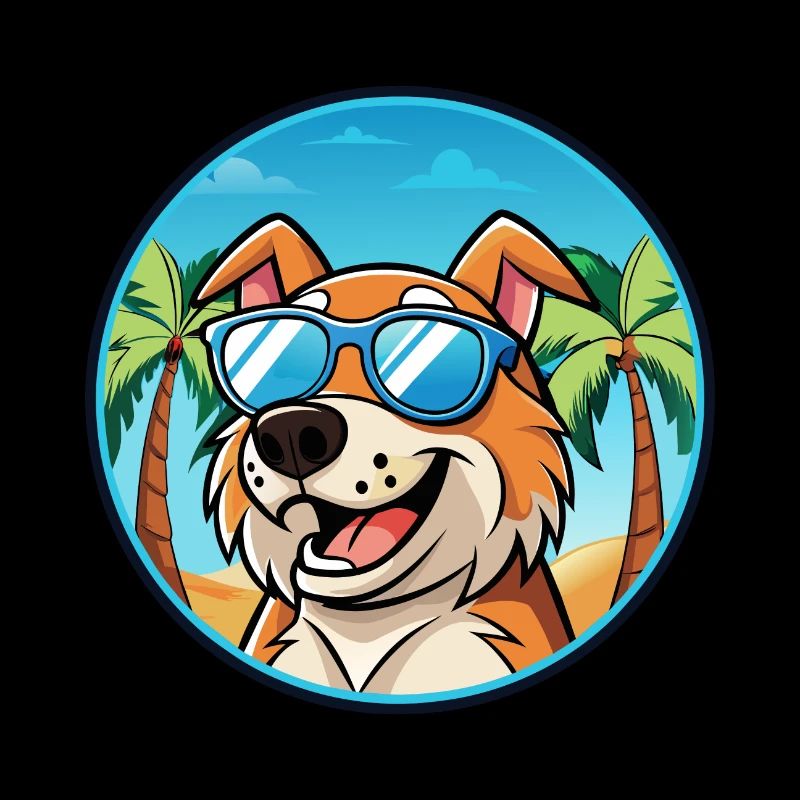 Koolie Dog Breed Cartoon Sunglasses Beach