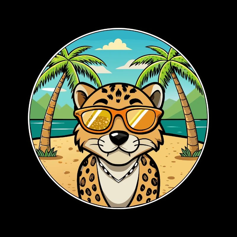 Léopard Cur Chien Race Dessin Animé Lunettes de soleil Plage