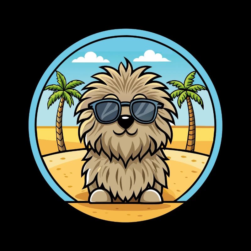 Puli Dog Breed Cartoon Sunglasses Beach