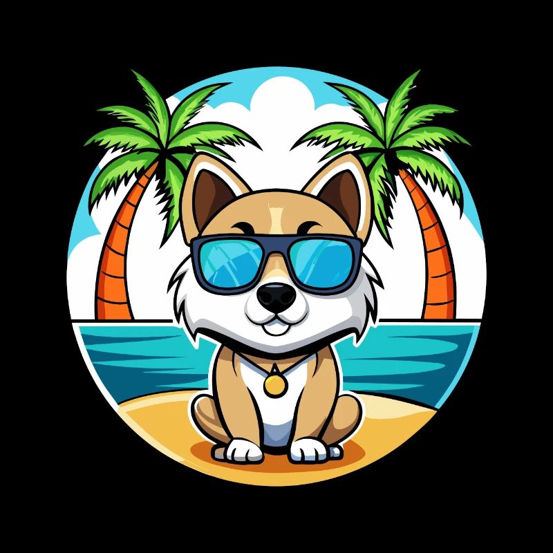 Akbash Chien Race Dessin Animé Lunettes De Soleil Plage