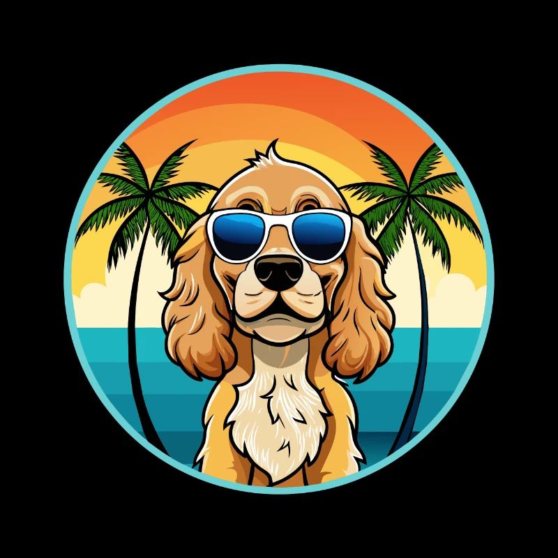 Cocker américain Spaniel Race de chien Cartoon Beach