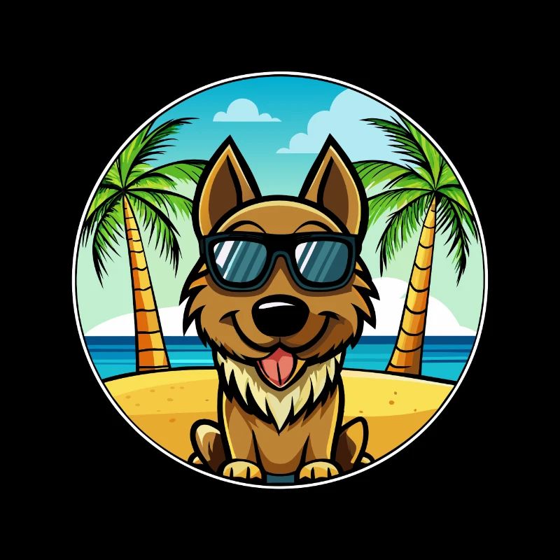 Lunettes de soleil de dessin animé de race de chien beige noir plage