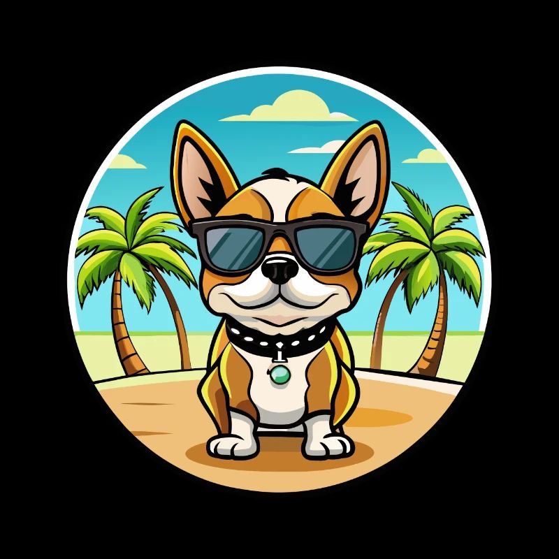 Continental Toy Spaniel Race Chien Dessin Animé Plage