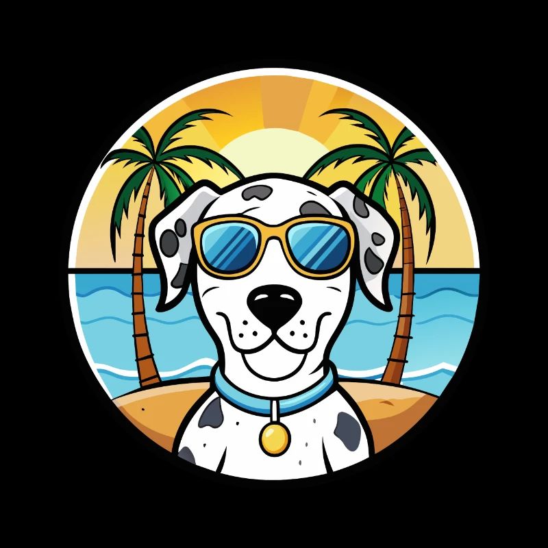 Dalmatian Dog Breed Cartoon Sunglasses Beach