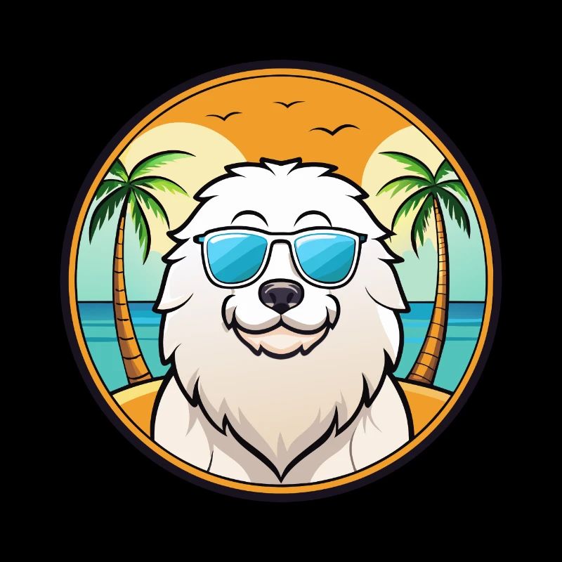 Kuvasz Hunderasse Cartoon Sonnenbrille Strand