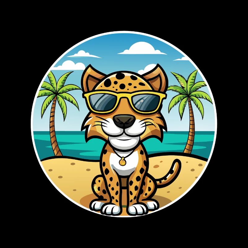Léopard Chien Race Chien Dessin Animé Lunettes De Soleil Plage