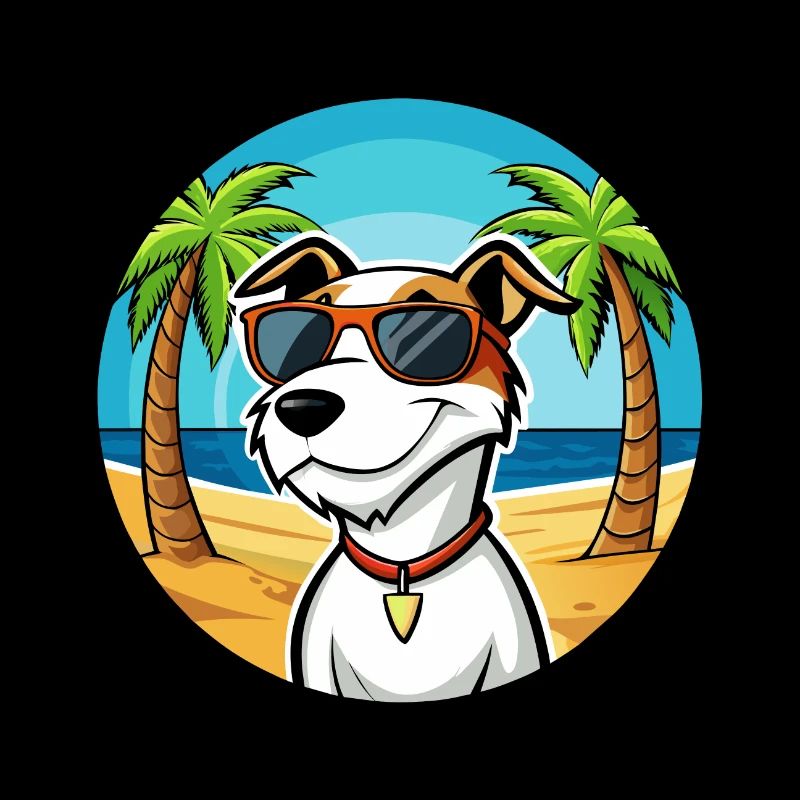 Parson Russell Terrier Chien Race Dessin Animé Plage