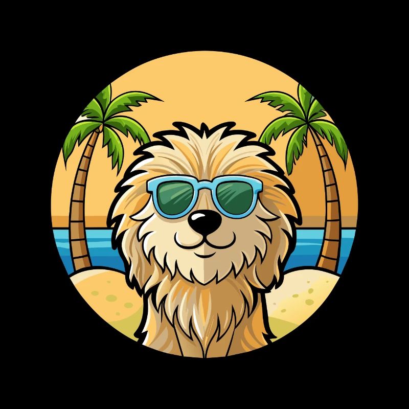 Puli Dog Breed Cartoon Sunglasses Beach