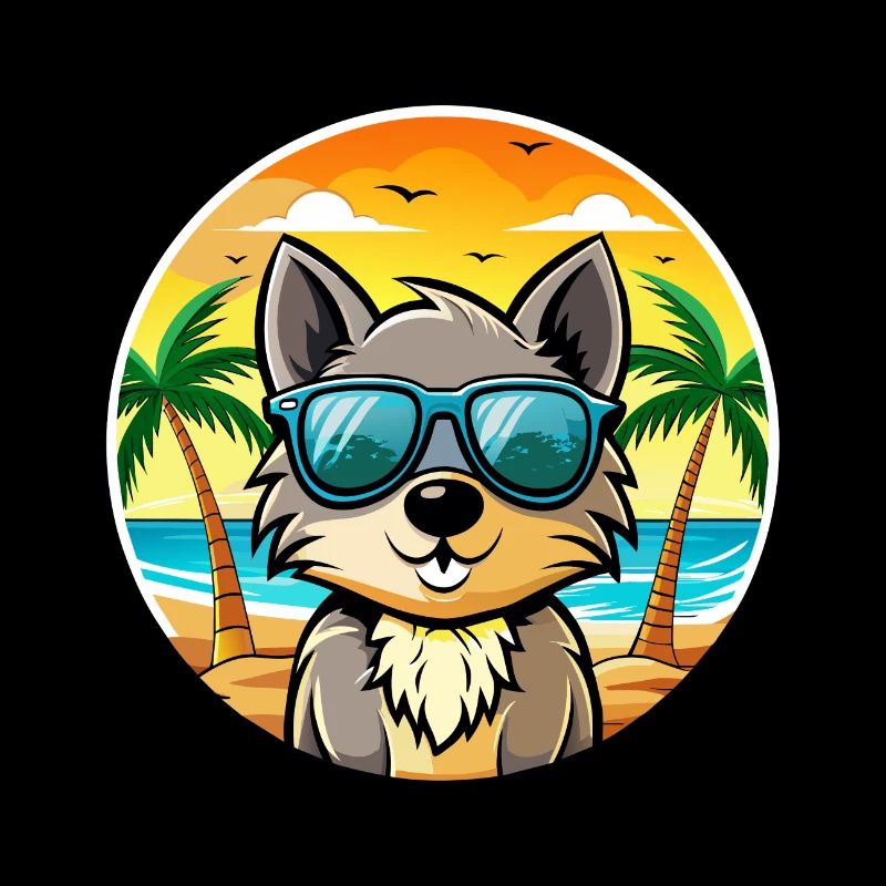Schipperke Hunderasse Cartoon Sonnenbrille Strand