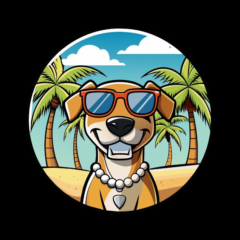 Chien du Sud Race Dessin Animé Lunettes De Soleil Plage