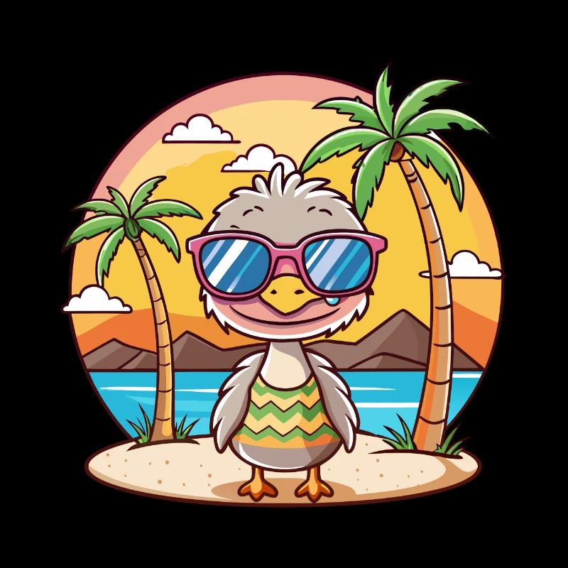 Lunettes de soleil de plage d’été de dessin animé drôle d’autruche