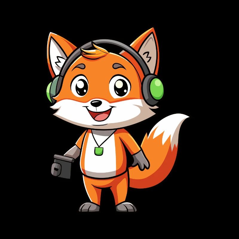 Fox Funny Cartoon Character Musique de casque