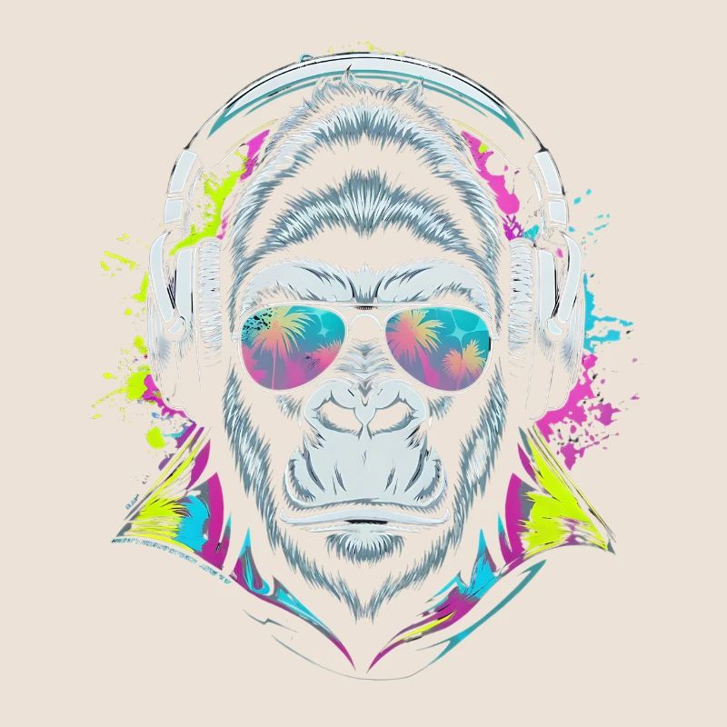 Monkey avec écouteurs DJ et lunettes de soleil