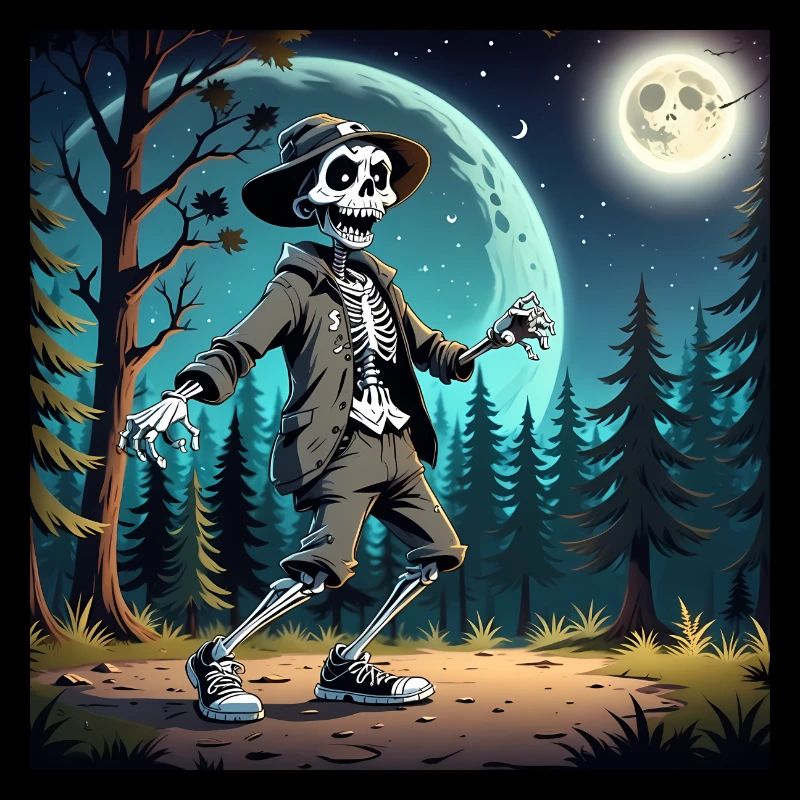 Mysterious Skeleton in Hat and Jacket
