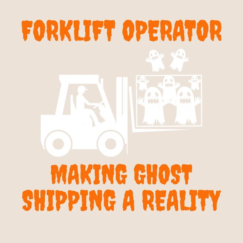 Halloween Ghost Forklift Operator Heavy Equipment