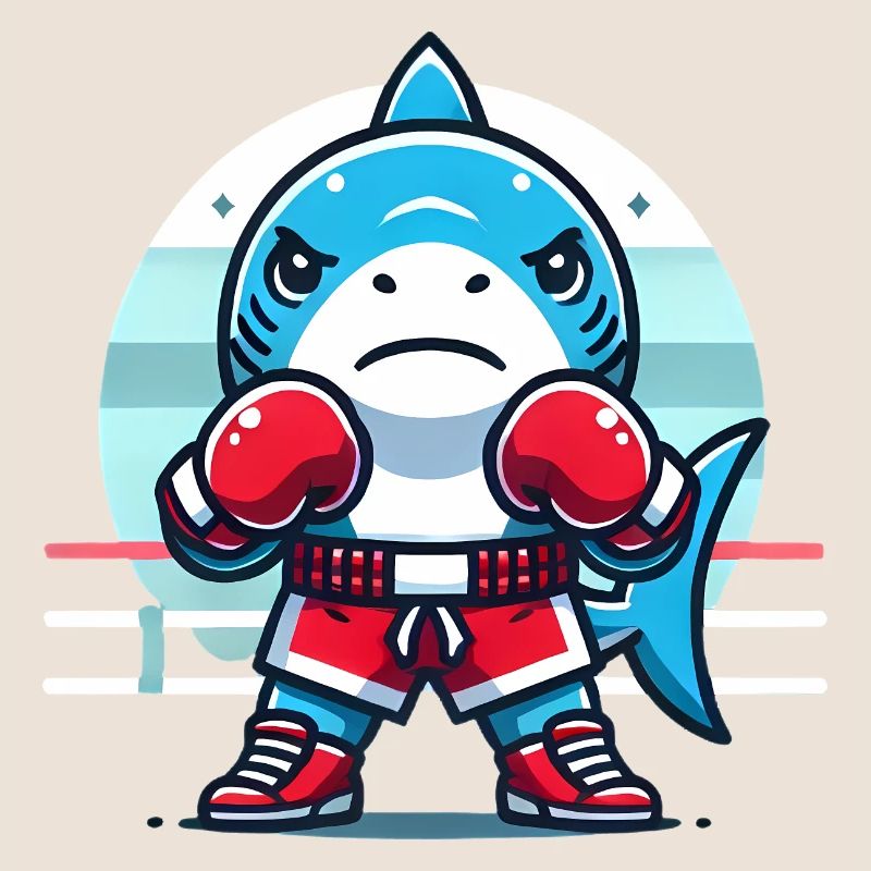 Requin Boxe Champion Dessin Animé Design