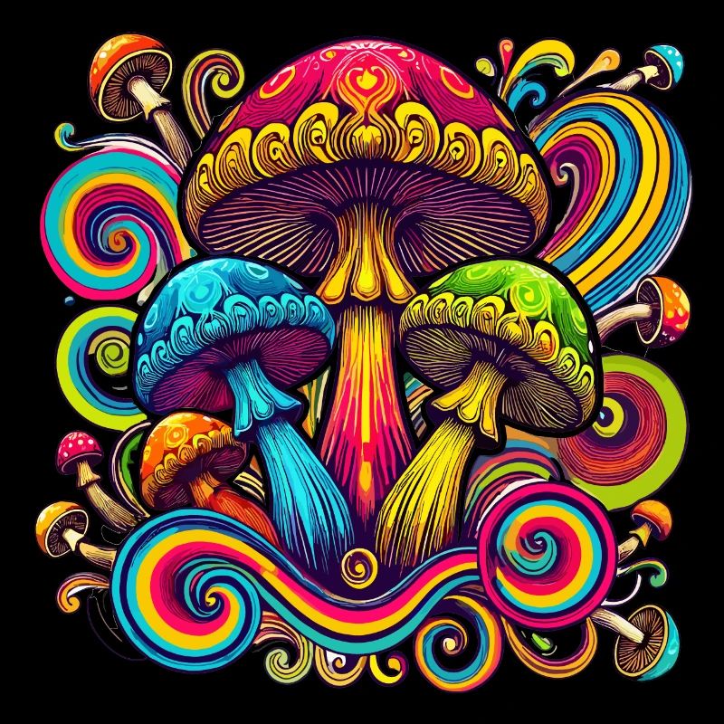 Champignons psychédéliques colorés