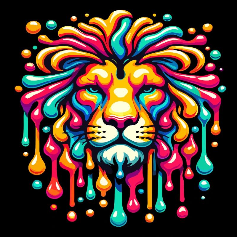 Psychedelic Lion with vibrant colors