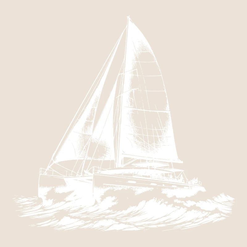 Catamaran chic dans les vagues sous voile vent