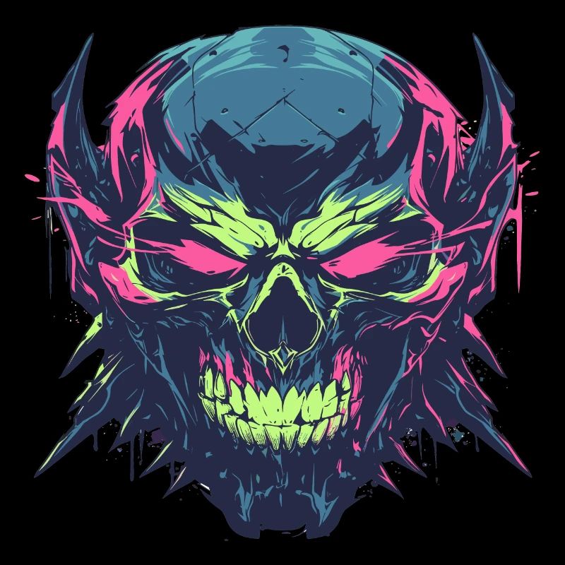 A furious skeleton with colorful graphics