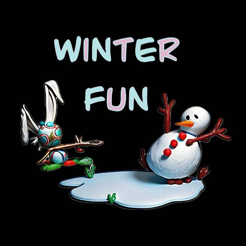 Winterspaß: Hase und Schneemann