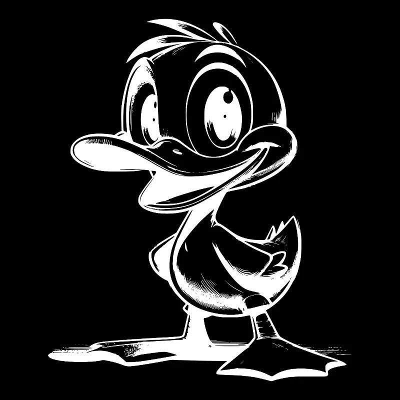 Funny duck drawing with big feet