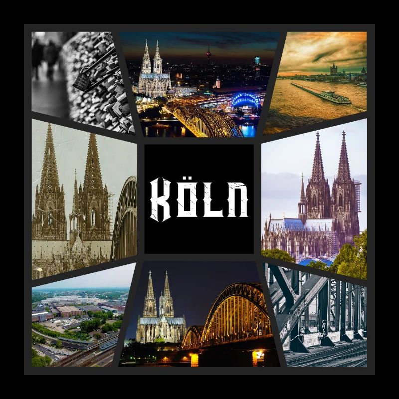 Köln Skyline Stadt Deutschland Collage Graffiti