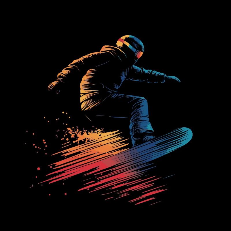 Snowboarder Snowboard Saut Coloré