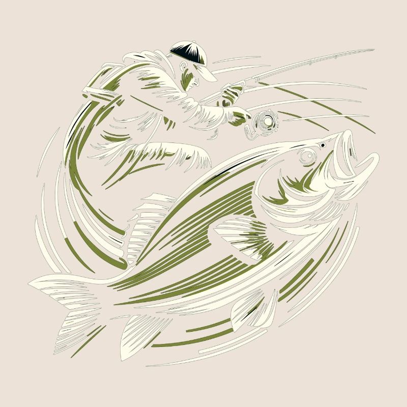 Pêche pêcheur perche poisson géant vert olive cadeau