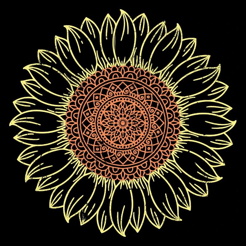 Conception complexe de mandala tournesol