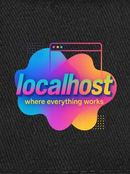 Localhost Buntes Grafik-T-Shirt für Entwickler