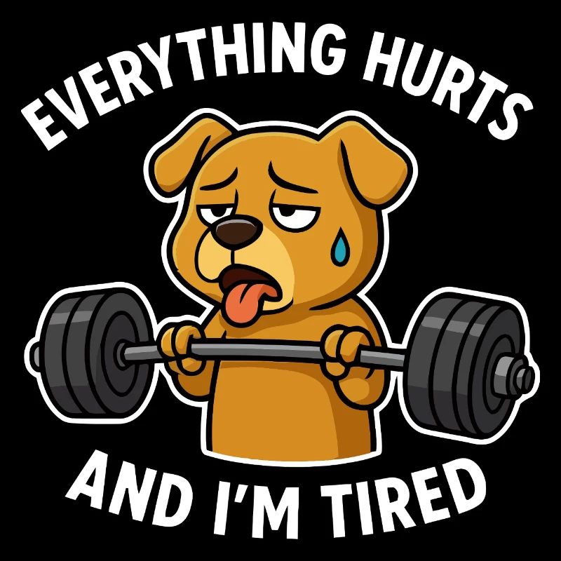Exhausted Dog Lifting Weights
