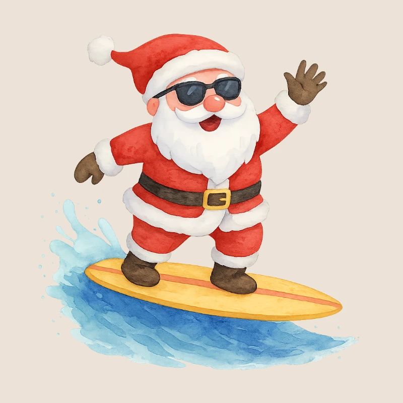 Conception de Noël Cool Santa Surfer