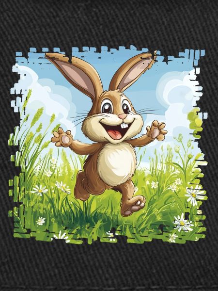 Cheerful bunny in spring meadow