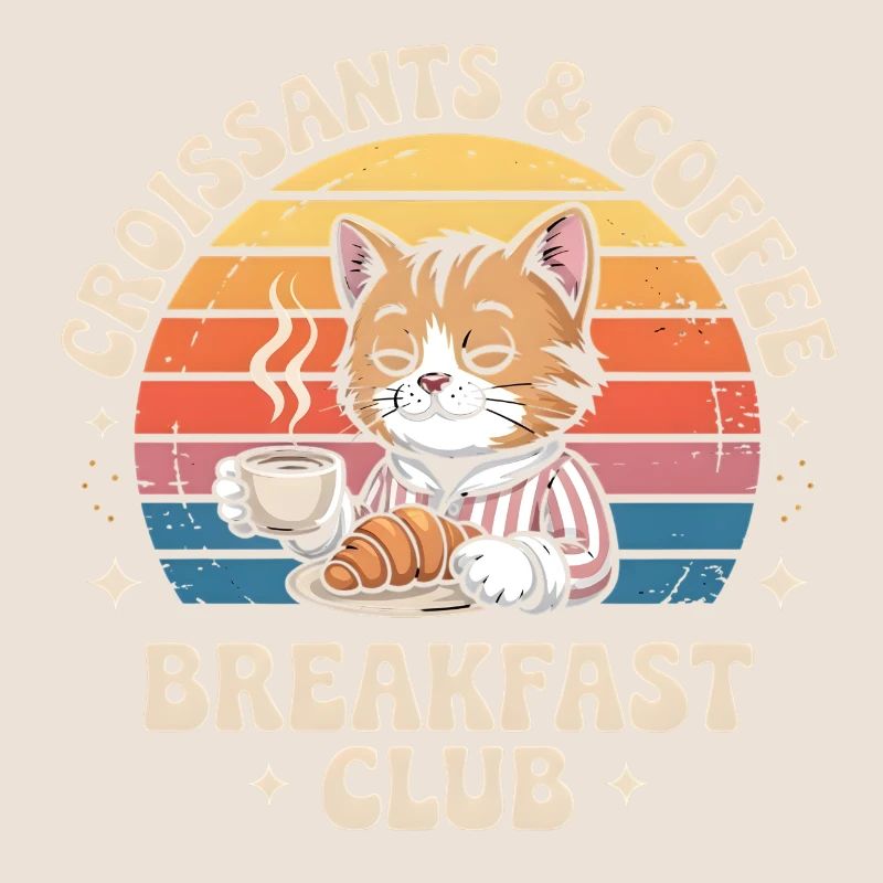 Chat Café Retro Petit Déjeuner