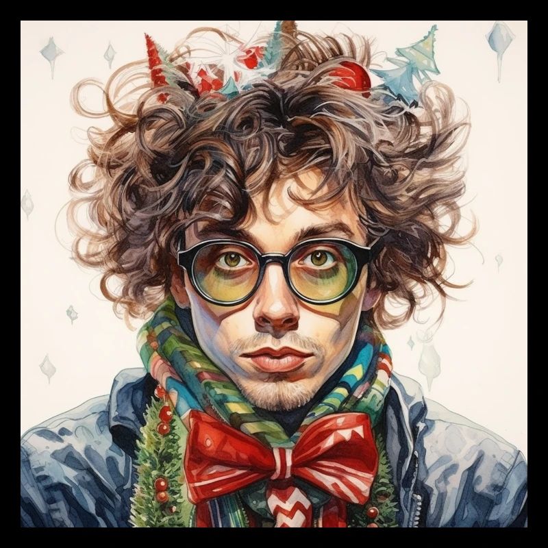Weihnachtsportrait mit Brille